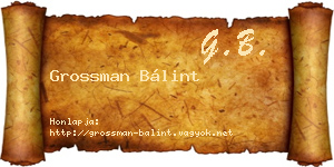 Grossman Bálint névjegykártya